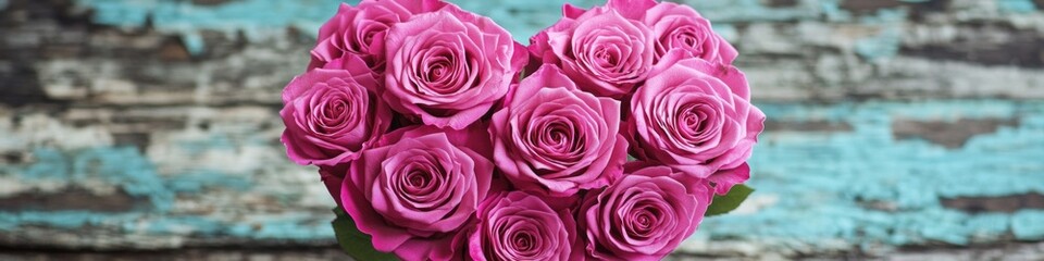 Poster - Fresh flowers arranged in a romantic heart shape