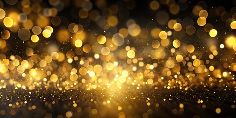 Abstract gold bokeh with black background, isolated elements, modern style, luxury, minimalist,  luxury, minimalist