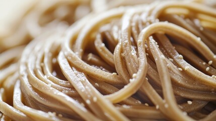 Poster - A close-up shot of a plate filled with pasta, perfect for food and restaurant images