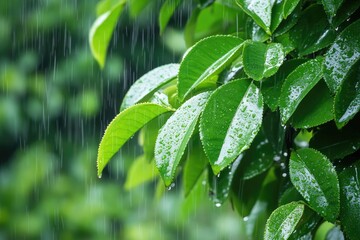 Aufkleber - A close-up shot of a plant with water droplets glistening on its leaves and stems