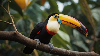 Toucan. Keel-billed toucan (Ramphastos sulfuratus), also known as sulfur-breasted toucan or rainbow-billed toucan, is a colorful Latin American member of the toucan family.