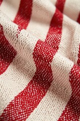Poster - A detailed view of a red and white striped towel, great for use in photography props or as a decorative element