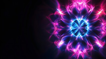 Wall Mural - Abstract Neon Floral Design Glowing Vibrant Colors