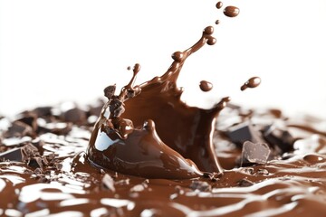 Poster - A slice of chocolate cake with a rich, smooth chocolate layer on top