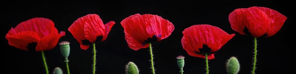 Poster - A bouquet of red flowers against a dark, plain background