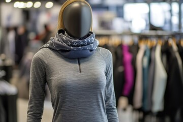 Poster - A mannequin wearing a scarf in a modern clothing store setting