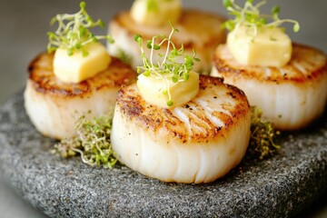 Poster - Close-up of a plate of cooked scallops