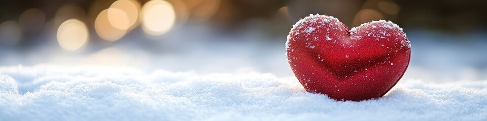 Aufkleber - A red heart-shaped object sits amidst snowy surroundings