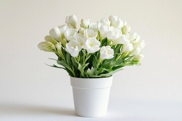 Aufkleber - A beautiful arrangement of white flowers in a white vase, perfect for weddings, anniversaries or any other occasion