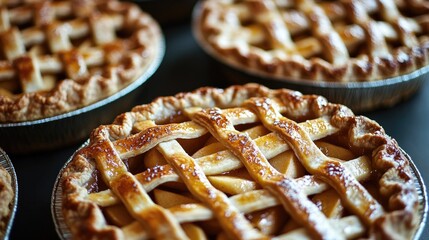 Poster - A collection of sweet and savory pies arranged on a table for serving or display