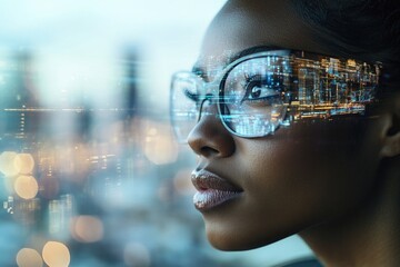 Aufkleber - A person gazing out of a window with glasses on, possibly contemplating or lost in thought