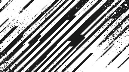 Poster - A bold and visually striking abstract geometric pattern composed of diagonal black and white stripes and lines  The minimalist contemporary design creates a sense of movement depth