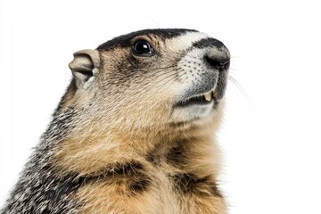 Aufkleber - A close-up view of a groundhog gazing upwards