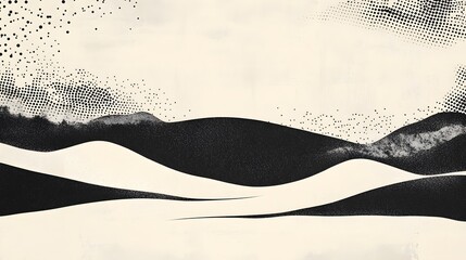 Leinwandbilder - A captivating minimalist landscape featuring abstract hills and mountains with organic patterns creating an atmospheric and evocative ambiance that invokes a sense of tranquility contemplation