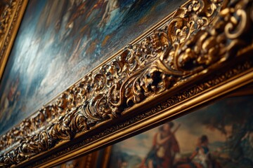 Aufkleber - A close-up shot of a painting on a wall in a room, with a plain background