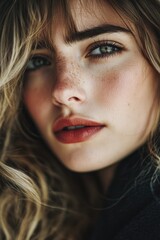 Poster - A close-up shot of a woman's face with distinctive freckles