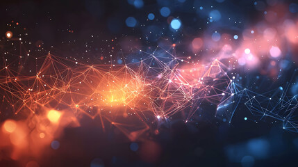 Poster - Abstract digital background with glowing particles and interconnected lines