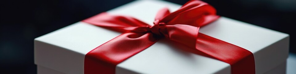 Poster - A beautifully wrapped present with a red bow and a white gift box