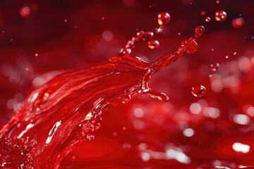 Poster - A close-up shot of a bright red liquid splashing onto a surface