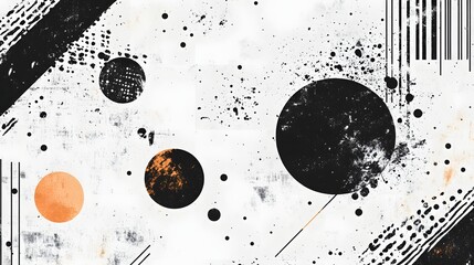 Aufkleber - A striking abstract digital artwork featuring a surreal and minimalist composition of celestial elements including planets moons and stars set against a dark