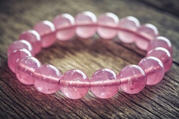 Poster - A close-up view of a pink jewelry piece sitting on a table, perfect for showcasing small accessories or decorative items