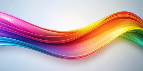 Poster - Abstract Rainbow Wave with Flowing Lines on a Light Gray Background