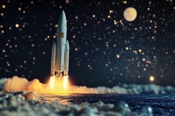 Poster - A model rocket soaring through the air