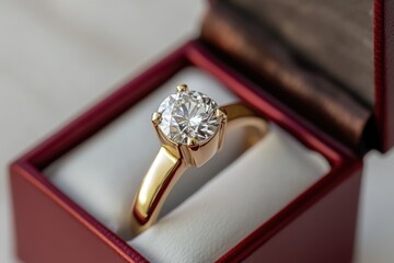 Aufkleber - A diamond ring sits inside a red box