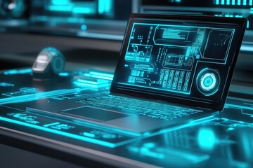 Poster - A laptop computer sitting on a desk