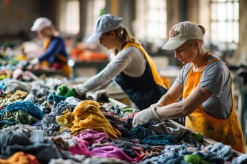 Poster - Group of women operating machinery and equipment in a modern industrial setting