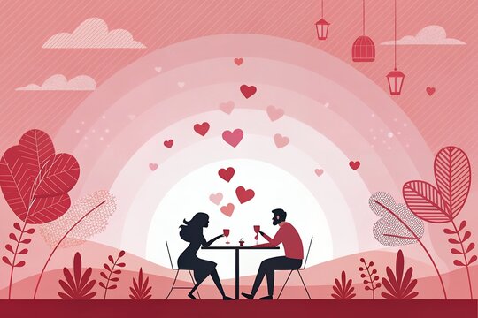 family in the park Design, Valentine's Day and Heart of 3D for pink love background