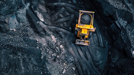 Wall Mural - Aerial View of Mining Excavator in Gravel Pit