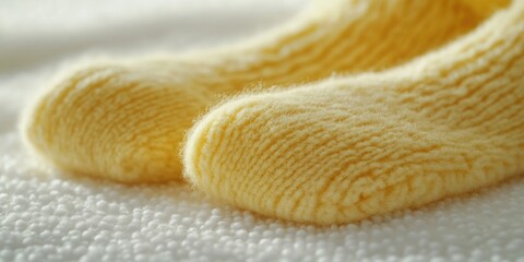 Poster - A detailed view of bright yellow socks with a subtle texture and stitching