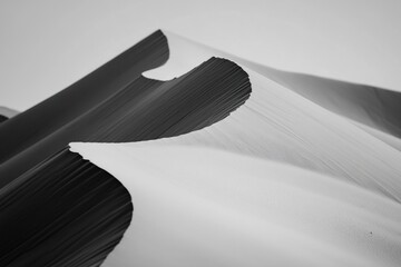 Poster - A black and white photo of a towering sand dune in the desert