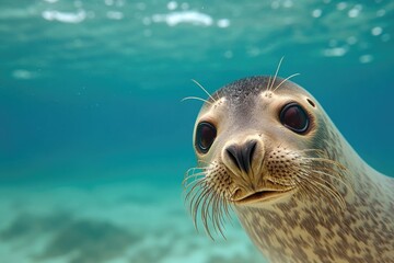 Poster - A close-up view of a seal looking directly at the camera