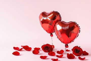 Poster - A pair of romantic balloons and a beautiful rose, great for Valentine's Day or anniversary celebrations
