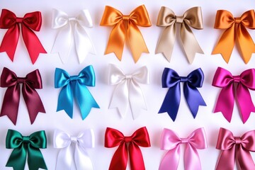 Aufkleber - A collection of colorful bows arranged on a plain white surface