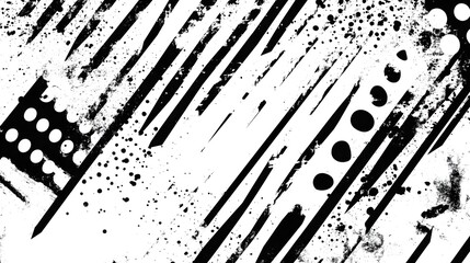 Aufkleber - Abstract black and white grunge texture background with dynamic brush strokes splatter and paint splatters  Dramatic monochrome pattern with contrasting light and dark elements