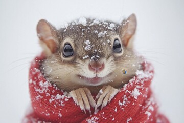 Wall Mural - The squirrel is wearing a red fur coat.