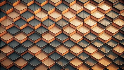 Fototapete - Abstract geometric pattern of overlapping squares in shades of brown and gray, creating a dynamic and intricate visual rhythm