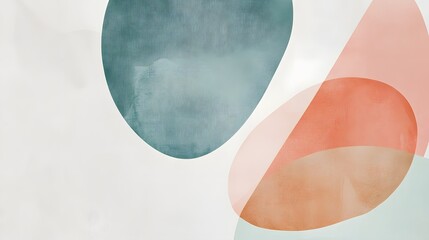 Fototapete - Abstract Fluid Shapes in Pastel Hues   Minimalist Contemporary Art Composition