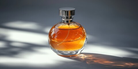 Poster - A bottle of perfume sits on a table, ready for use