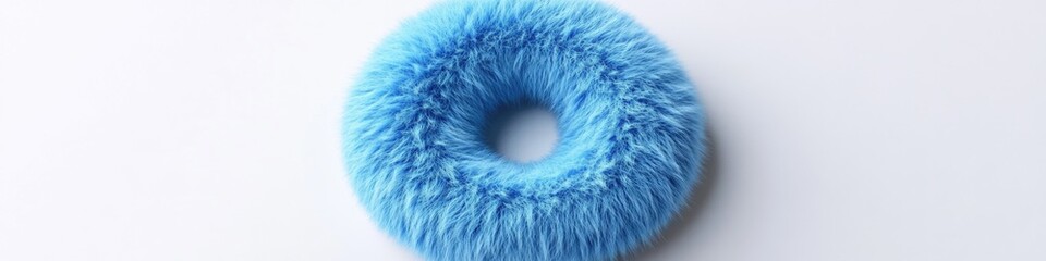 Poster - A single blue furry donut placed on a white surface, perfect for food and dessert photography
