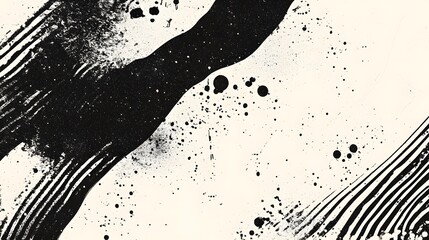 Poster - Captivating monochrome abstract painting with bold expressive brush strokes splatters and drips creating a dynamic industrial inspired composition with a powerful emotional visual impact
