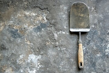 Poster - A spatula lying on a concrete surface, ideal for use in construction or DIY projects