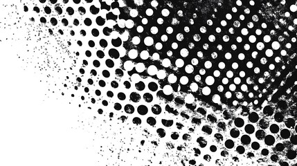 Leinwandbilder - Abstract monochrome background with a dynamic halftone dot pattern and grunge splatter textures  The design features a minimalist geometric aesthetic with a sense of movement and energy