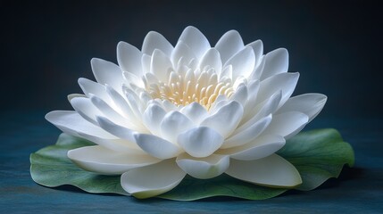 Sticker - White Water Lily Bloom, Dark Background, Serenity, Spa