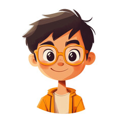 Poster - This image depicts a digitally drawn cartoon of a smiling boy with orange glasses and a matching jacket.