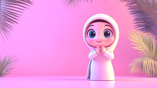 3d muslim kid in arabic traditional cloth
