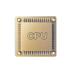 Poster - A close-up view of a golden CPU chip showcasing its intricate design and technological advancement.